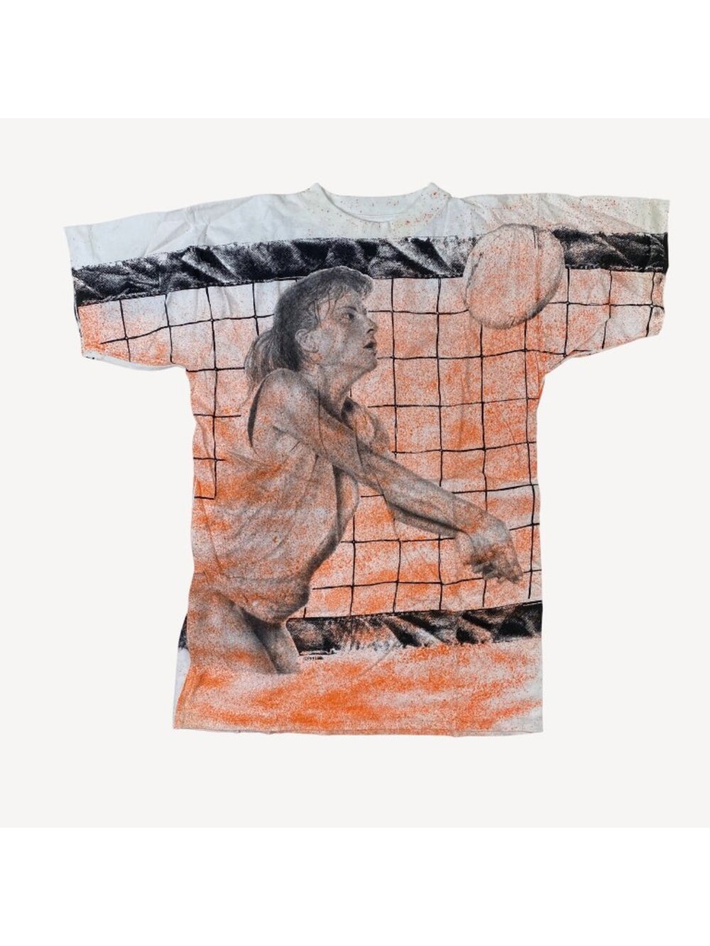 Vintage 1991 Sportswear Volleyball Graphic T-Shirt 100% Cotton Size Large